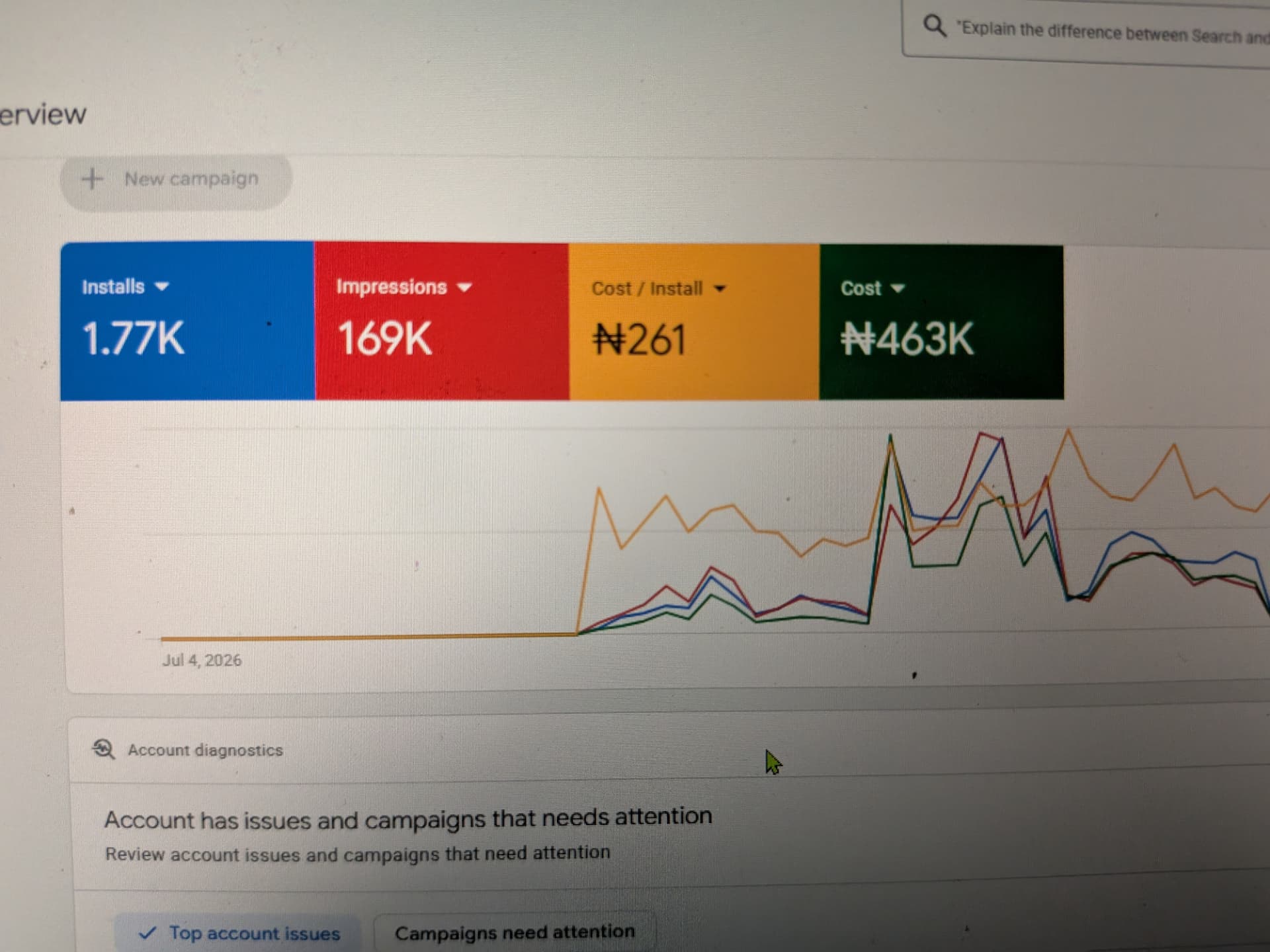 App installs — local — live Google Ads dashboard, Jul 2026
